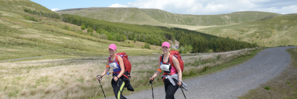People trekking on a charity challenge